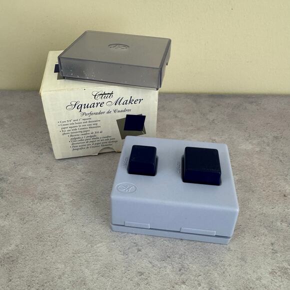 Creative Memories Square Maker Punch Cuts 2 Sizes 1.0” & 3/4” w/Box Container - Picture 1 of 6